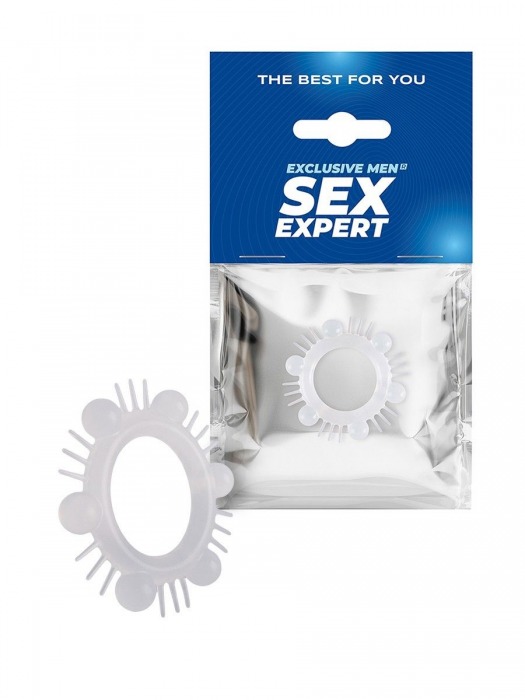 Эластичное эрекционное кольцо с шипиками и шариками - Sex Expert - в Ноябрьске купить с доставкой
