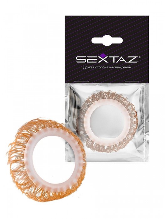 Эрекционное кольцо с бежевыми «ресничками» - Sextaz - в Ноябрьске купить с доставкой