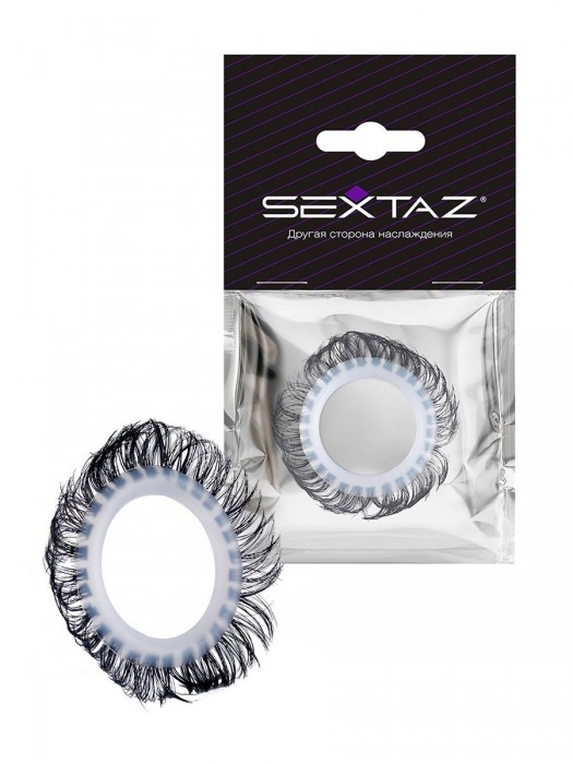 Эластичное эрекционное колечко с черными «ресничками» - Sextaz - в Ноябрьске купить с доставкой