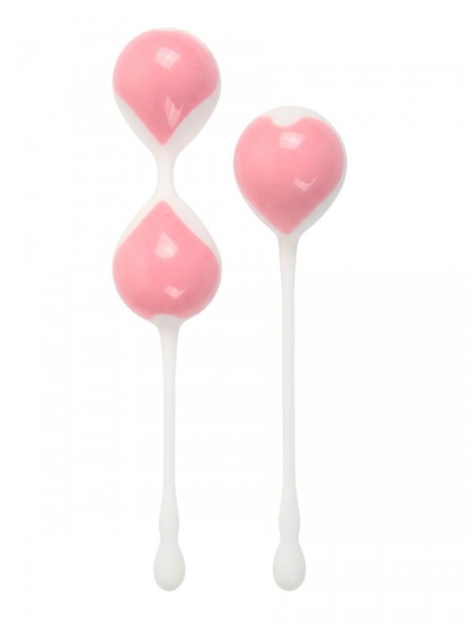 Набор розово-белых вагинальных шариков: двойные и одинарный - Erokay