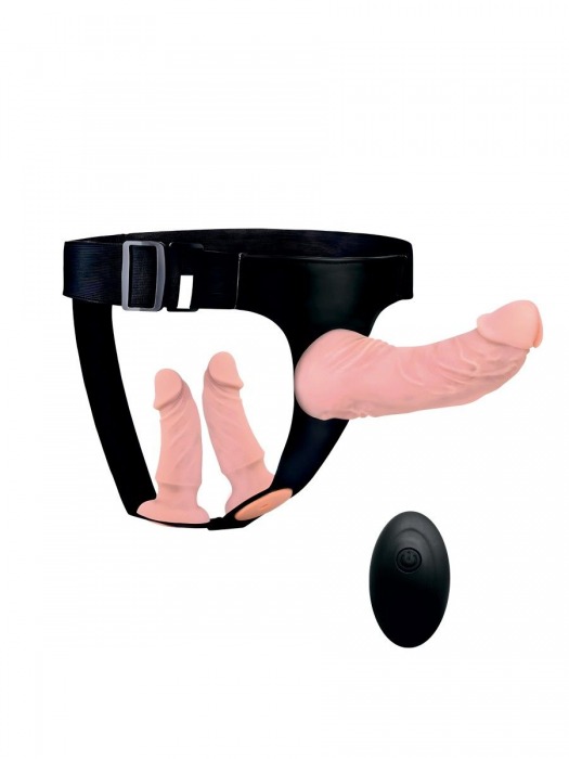 Женский страпон с 3 насадками и вибрацией - Erowoman-Eroman - купить с доставкой в Ноябрьске