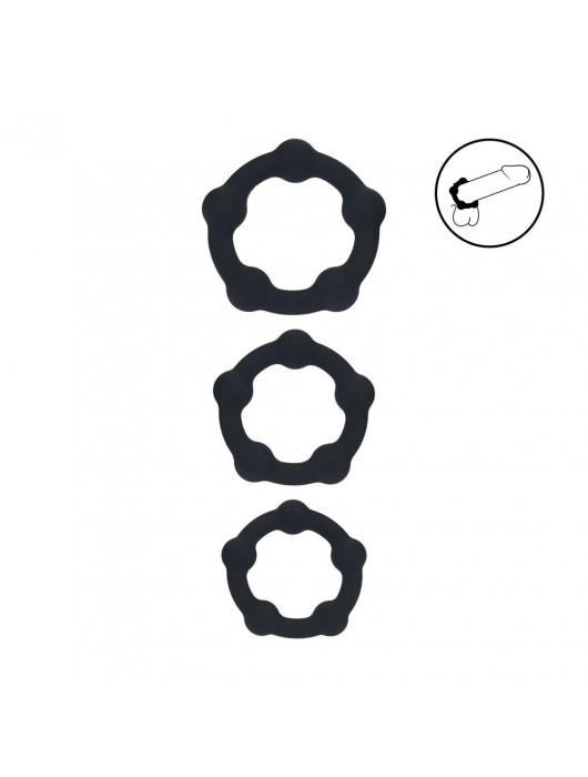 Набор из 3 эрекционных колец Beaded Silicone Cockring Set - Shots Media BV - в Ноябрьске купить с доставкой