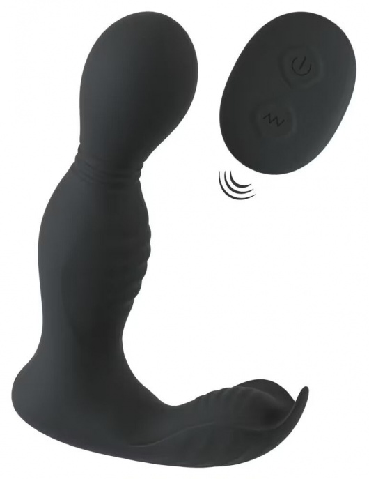 Черная анальная пробка с вибрацией, вращением и пультом ДУ RC Butt Plug with 2 Functions - Orion - в Ноябрьске купить с доставкой