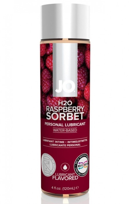 Лубрикант на водной основе с ароматом малины JO Flavored Raspberry Sorbet - 120 мл. - System JO - купить с доставкой в Ноябрьске