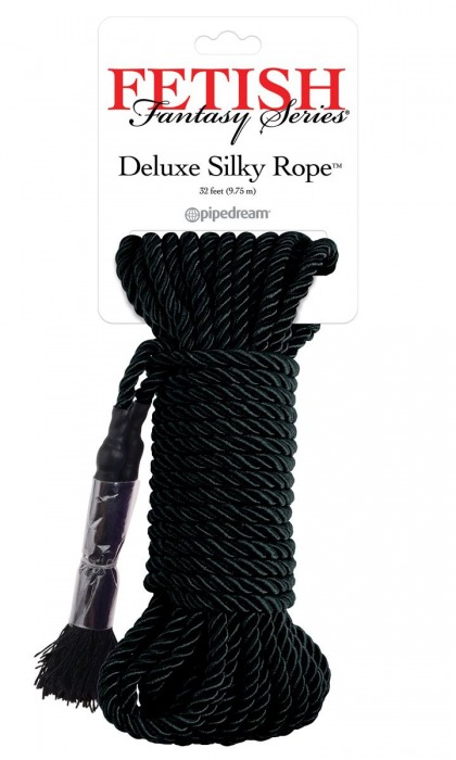 Черная веревка для фиксации Deluxe Silky Rope - 9,75 м. - Pipedream - купить с доставкой в Ноябрьске