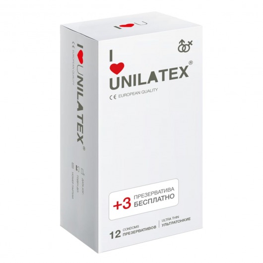 Ультратонкие презервативы Unilatex Ultra Thin - 12 шт. + 3 шт. в подарок - Unilatex - купить с доставкой в Ноябрьске