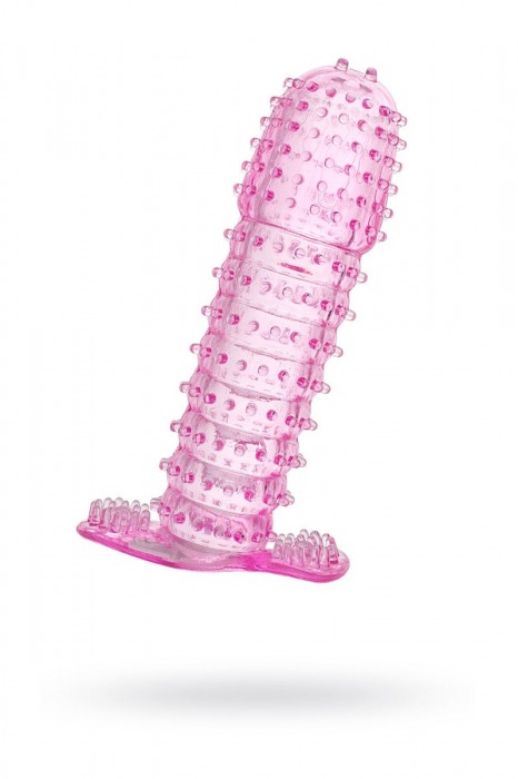 Гелевая розовая насадка с шипами - 12 см. - Toyfa Basic - в Ноябрьске купить с доставкой