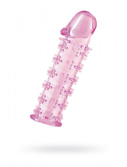 Гелевая розовая насадка на фаллос с шипами - 12 см. - Toyfa Basic - в Ноябрьске купить с доставкой