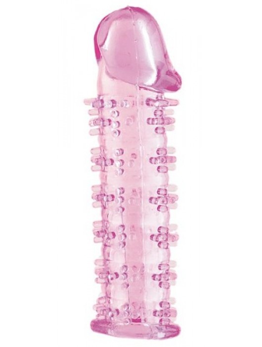 Гелевая розовая насадка на фаллос с шипами - 12 см. - Toyfa Basic - в Ноябрьске купить с доставкой