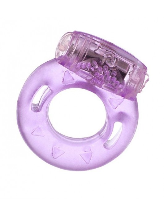 Фиолетовое эрекционное кольцо с виброэлементом в верхней части - Toyfa Basic - в Ноябрьске купить с доставкой