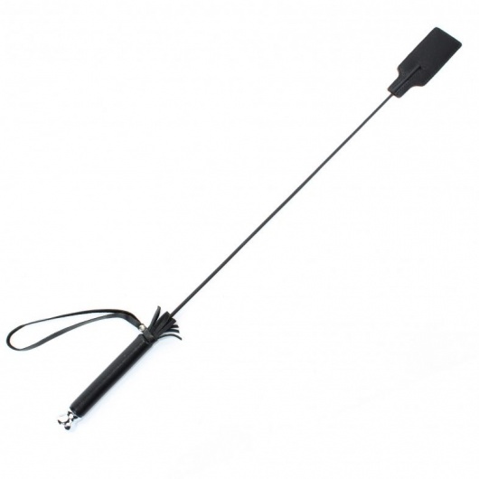 Чёрный кожаный стек с прямоугольным наконечником - 66 см. - БДСМ Арсенал - купить с доставкой в Ноябрьске