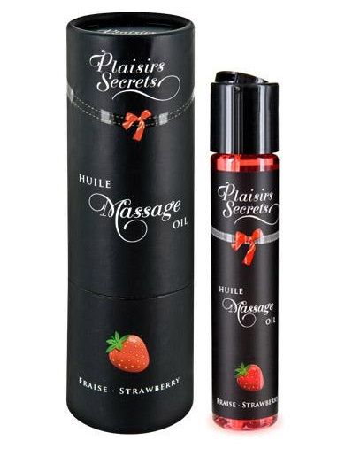 Массажное масло с ароматом клубники Huile de Massage Gourmande Fraise des Bois - 59 мл. - Plaisir Secret - купить с доставкой в Ноябрьске