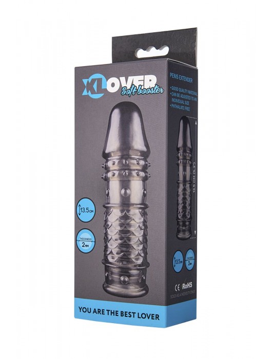 Дымчатая закрытая насадка ToyFa XLover с чешуйками и пупырышками - 13,5 см. - ToyFa - в Ноябрьске купить с доставкой