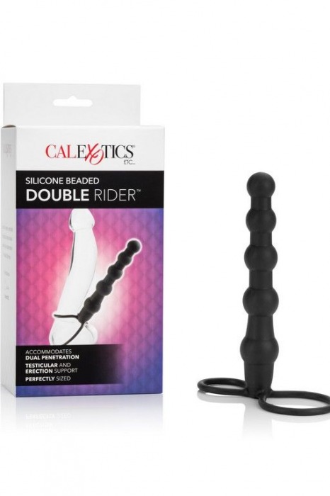 Насадка на пенис для двойного проникновения Silicone Beaded Double Rider - 14 см. - California Exotic Novelties - в Ноябрьске купить с доставкой