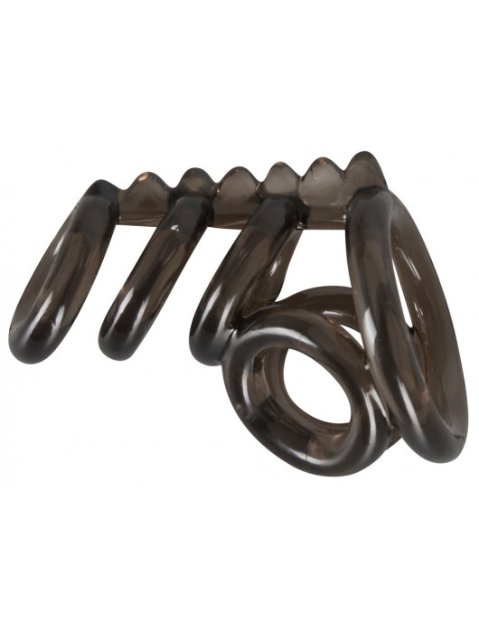 Дымчатая насадка на пенис и мошонку с гребнем Penis Hodenring - Orion - в Ноябрьске купить с доставкой