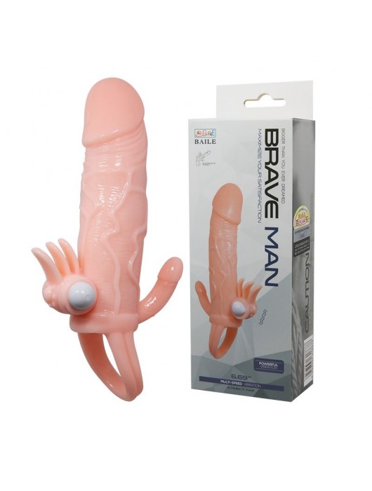 Удлиняющая насадка с вибрацией и маленьким отростком для массажа преданусной зоны - Baile - в Ноябрьске купить с доставкой