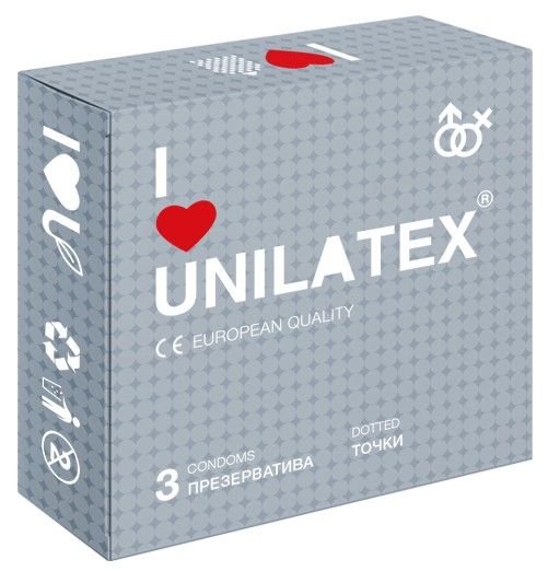 Презервативы с точками Unilatex Dotted - 3 шт. - Unilatex - купить с доставкой в Ноябрьске