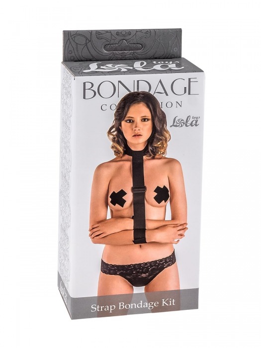 Ошейник с длинной лентой и наручниками Strap Bondage Kit One Size - Lola Games - купить с доставкой в Ноябрьске