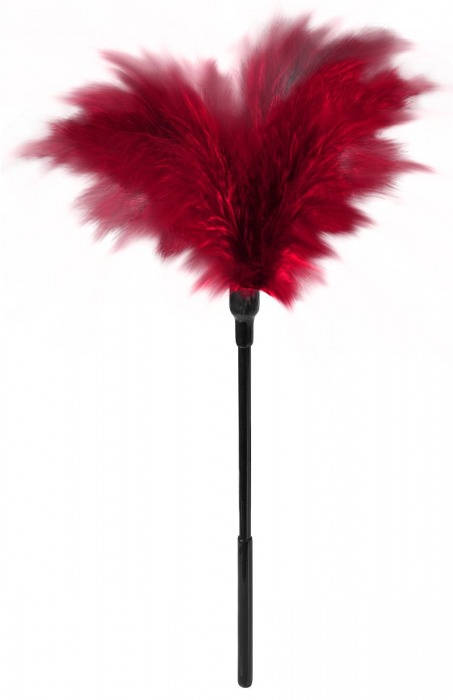 Пластиковая метелочка с красными пёрышками Small Feather Tickler - 32 см. - Blush Novelties - купить с доставкой в Ноябрьске