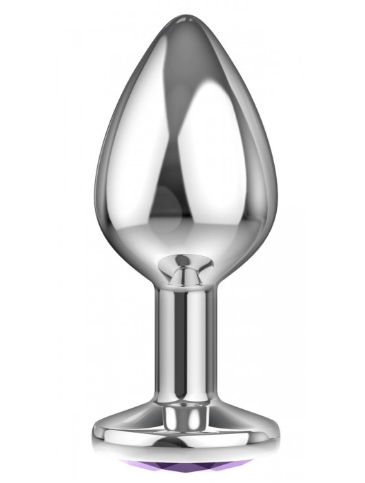 Малая серебристая анальная пробка Diamond Purple Sparkle Small с фиолетовым кристаллом - 7 см. - Lola Games - купить с доставкой в Ноябрьске