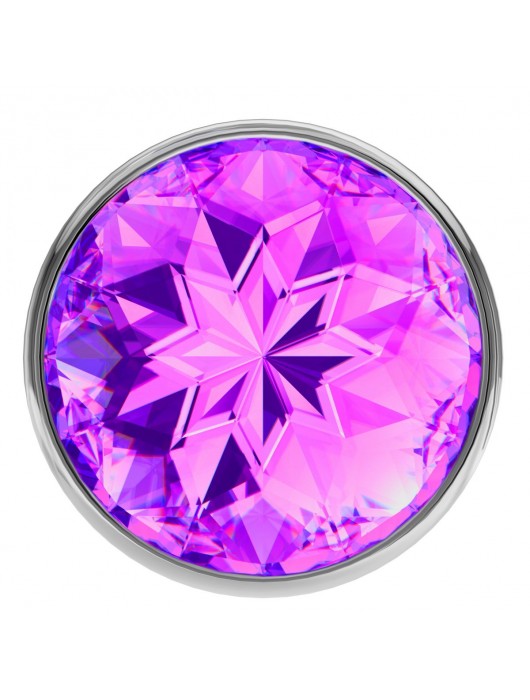 Малая серебристая анальная пробка Diamond Purple Sparkle Small с фиолетовым кристаллом - 7 см. - Lola Games - купить с доставкой в Ноябрьске