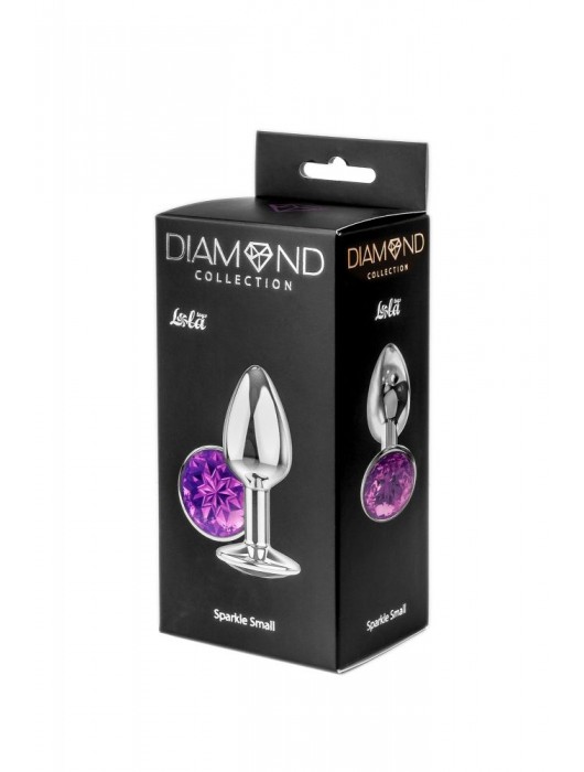 Малая серебристая анальная пробка Diamond Purple Sparkle Small с фиолетовым кристаллом - 7 см. - Lola Games - купить с доставкой в Ноябрьске