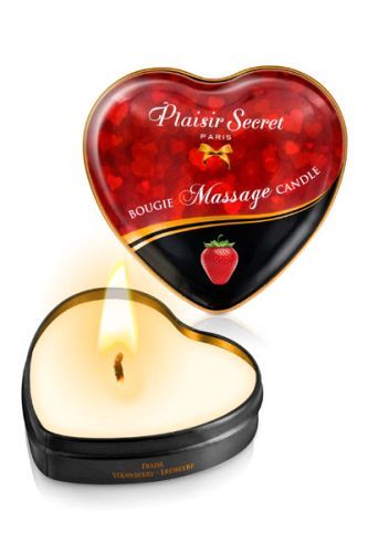 Массажная свеча с ароматом клубники Bougie Massage Candle - 35 мл. - Plaisir Secret - купить с доставкой в Ноябрьске