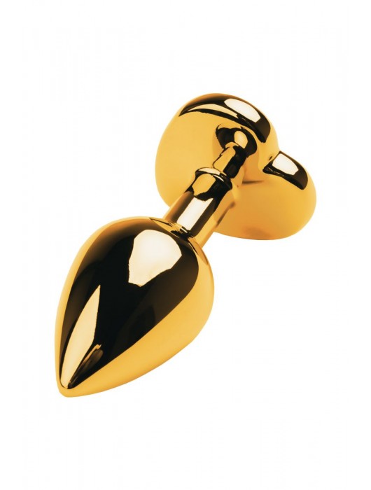 Золотистая анальная пробка с кристаллом-сердцем - 7,5 см. - ToyFa - купить с доставкой в Ноябрьске