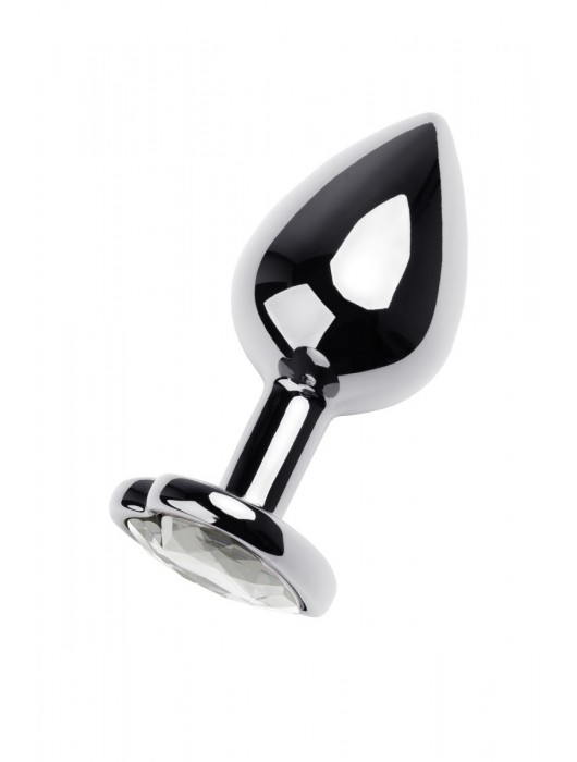 Серебристая анальная пробка с прозрачным кристаллом-сердцем - 8 см. - ToyFa - купить с доставкой в Ноябрьске