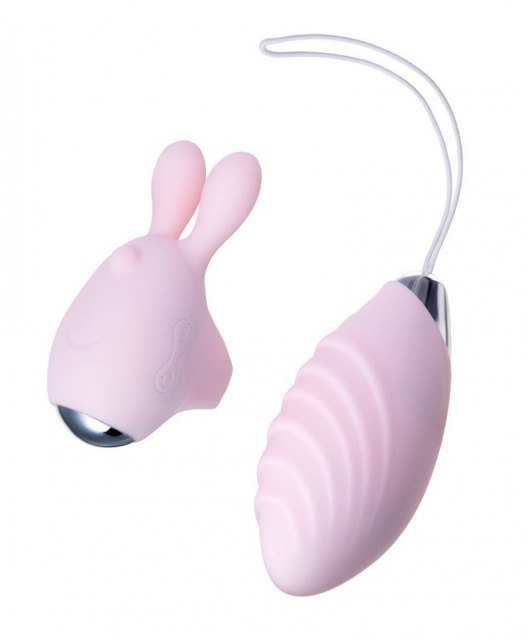 Нежно-розовый набор VITA: вибропуля и вибронасадка на палец - JOS