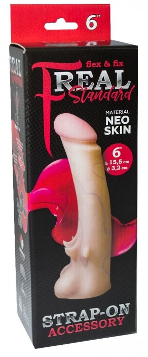 Телесная насадка REAL Standard с усиками на основании - 19 см. - LOVETOY (А-Полимер) - купить с доставкой в Ноябрьске