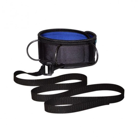 Чёрно-синий неопреновый ошейник с поводком - Sitabella - купить с доставкой в Ноябрьске