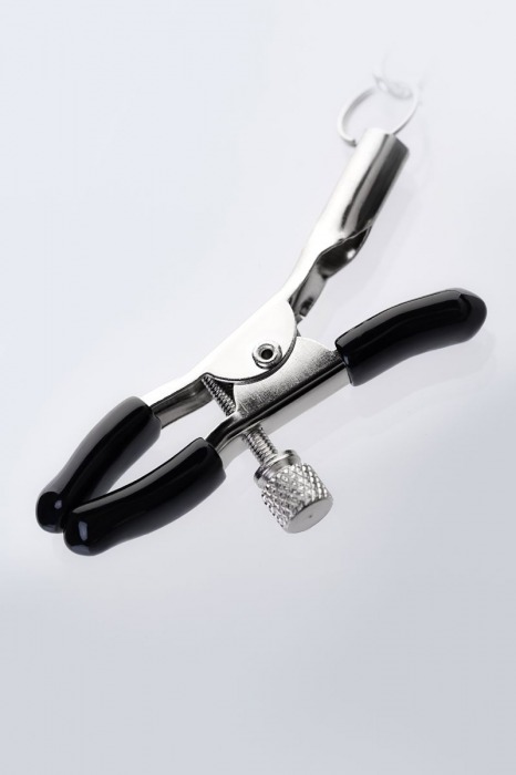 Серебристо-чёрные зажимы для сосков с кольцом для пениса TOYFA Metal - ToyFa - купить с доставкой в Ноябрьске